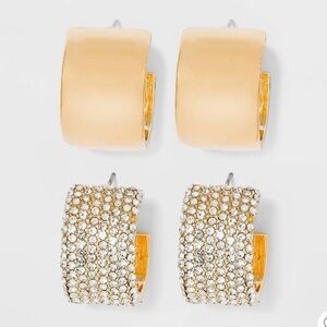 Sugarfix Set Of 2 Crystal and Gold Earrings